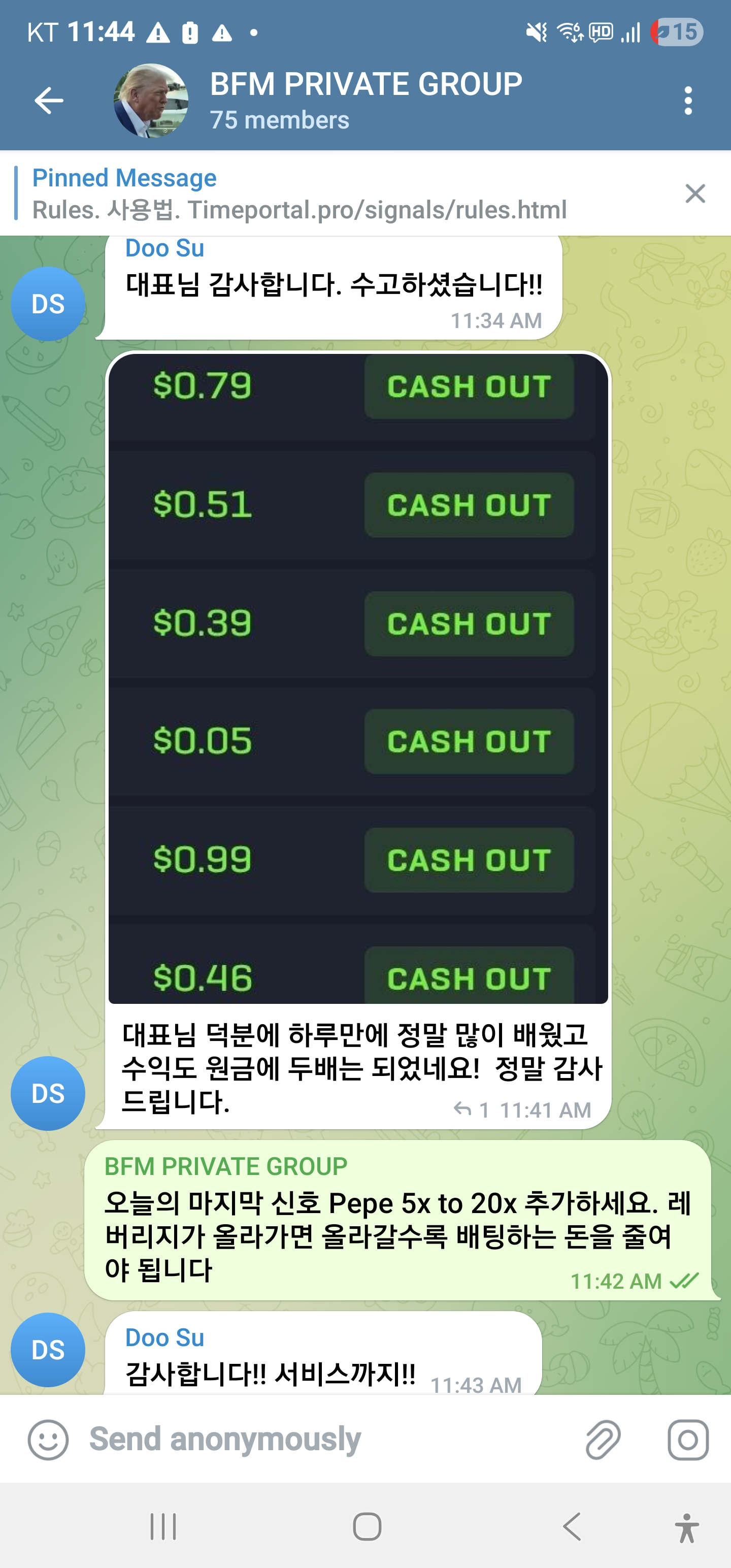 Telegram Trading Result