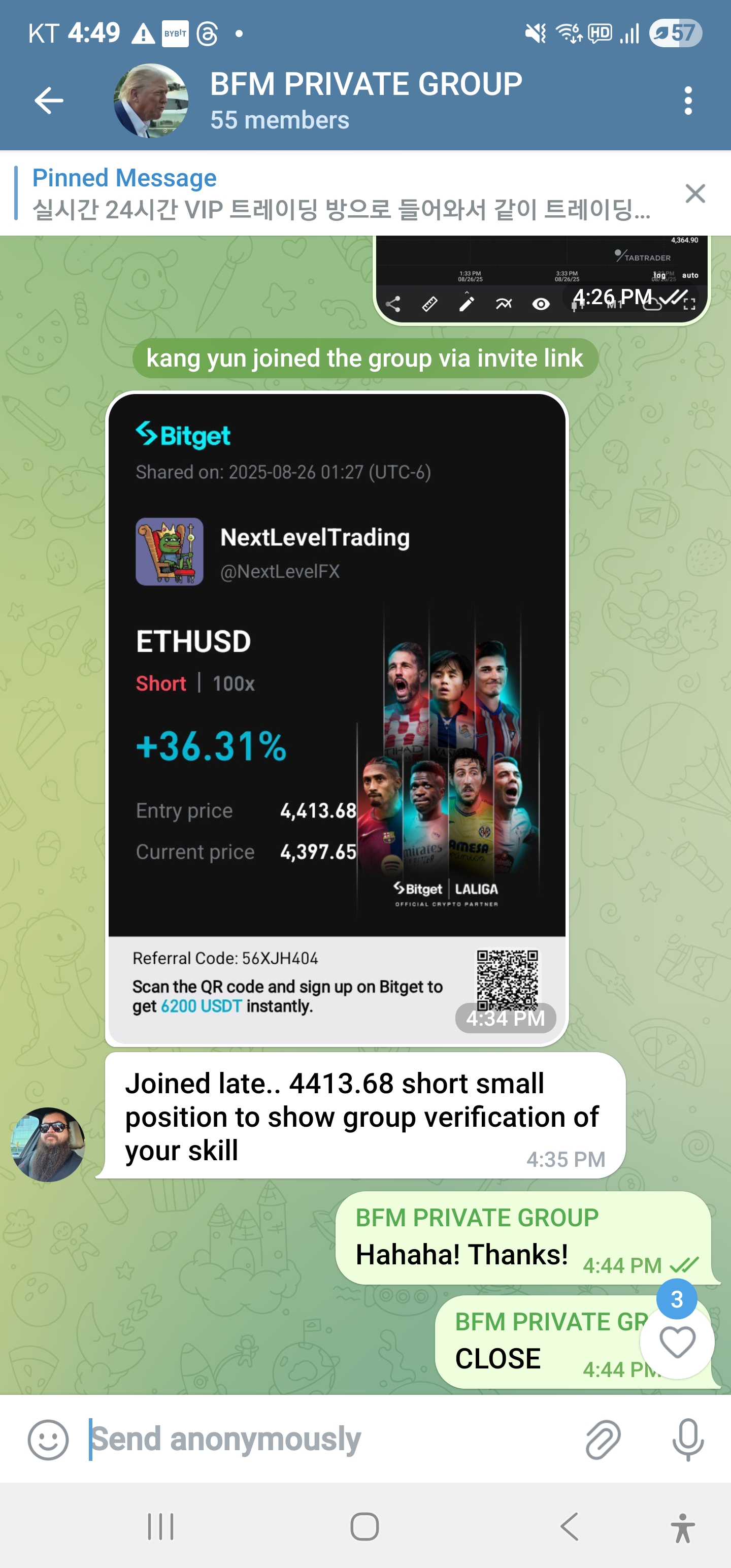 Telegram Trading Result